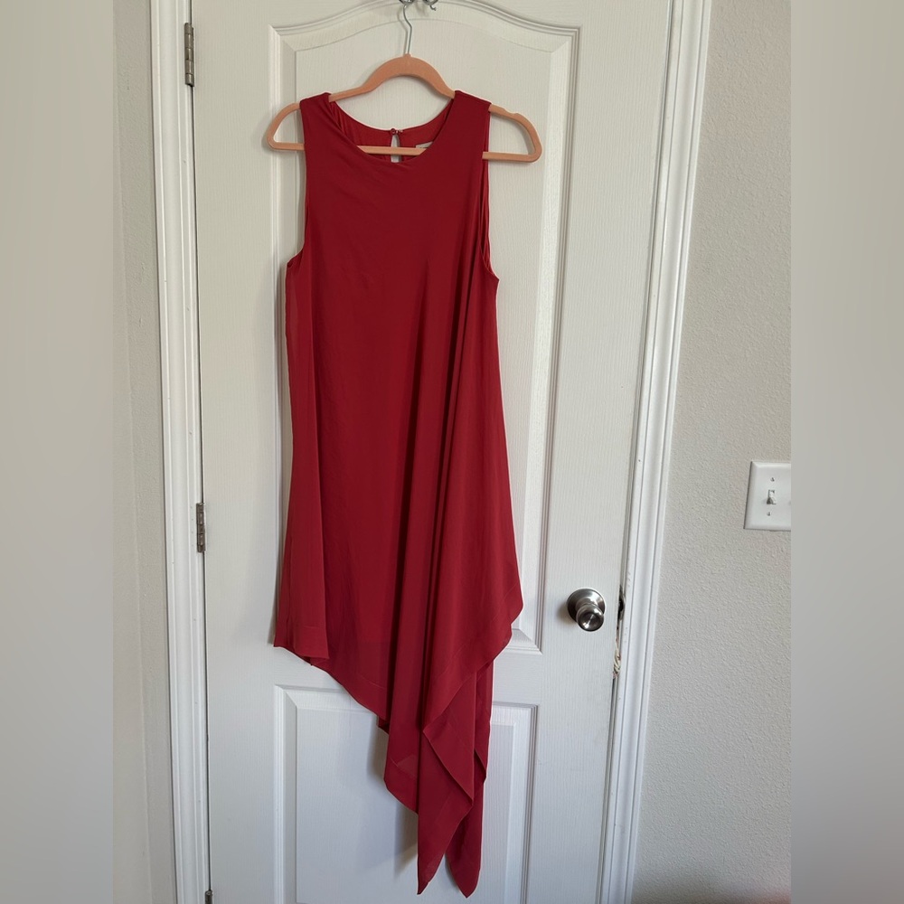 Daniel Cremieux Sleeveless Asymmetrical Burnt Orange Dress